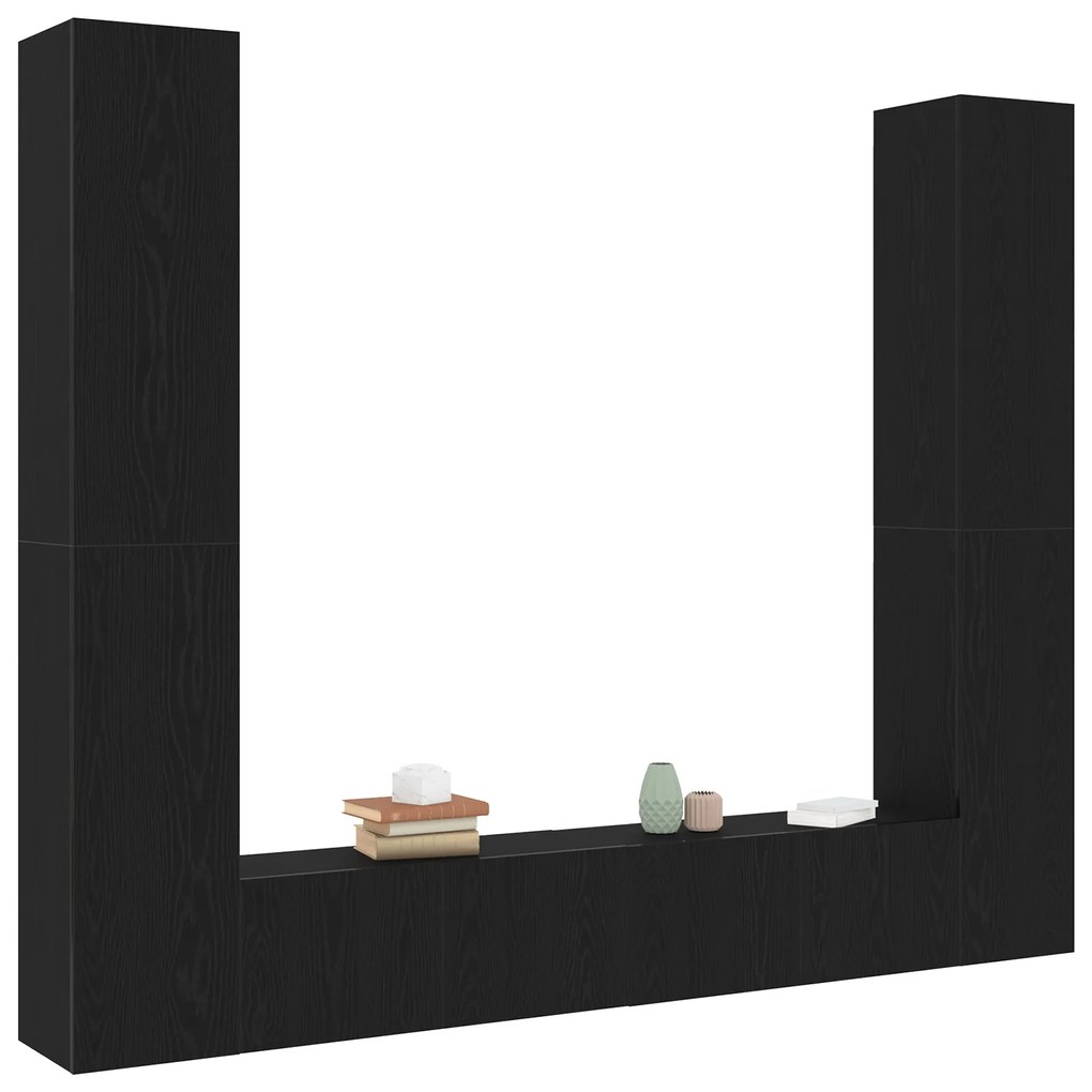 Conjunto de Armário para TV vidaXL 6 Peças Carvalho Preto Madeira Enge