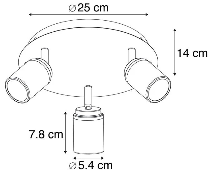 Foco de teto moderno para casa de banho latão 3 luzes IP44 - Ducha Moderno
