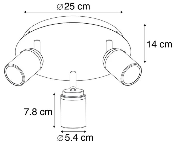 Focos de banheiro moderno 3 luzes IP44 latão - DUCHA Moderno