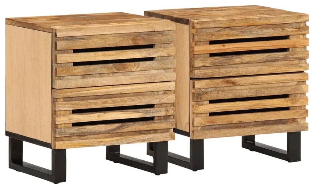 vidaXL Mesas de cabeceira 2 pcs 40x34x46 cm mangueira áspera maciça