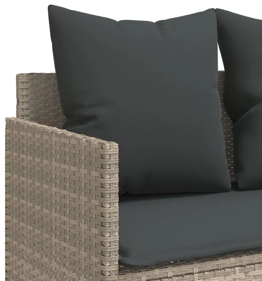 5 pcs conj. sofás jardim c/ almofadões vime PE cinzento-claro