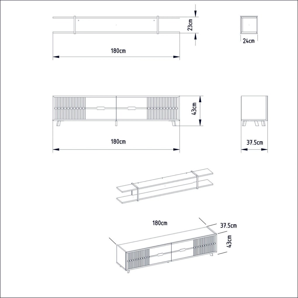 Unidade TV Frida – Branco – 180x43x37 cm