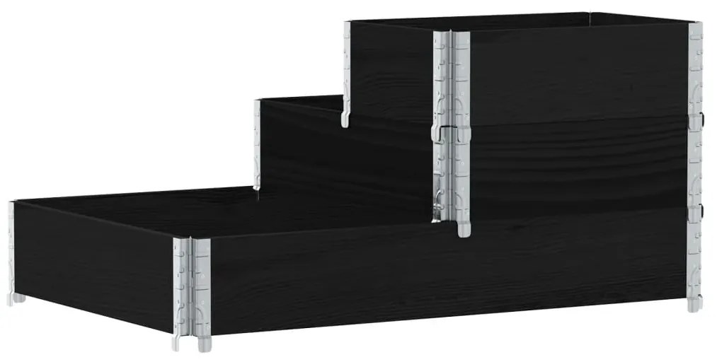 Canteiro elevado de 3 níveis 120x80 cm pinho maciço preto