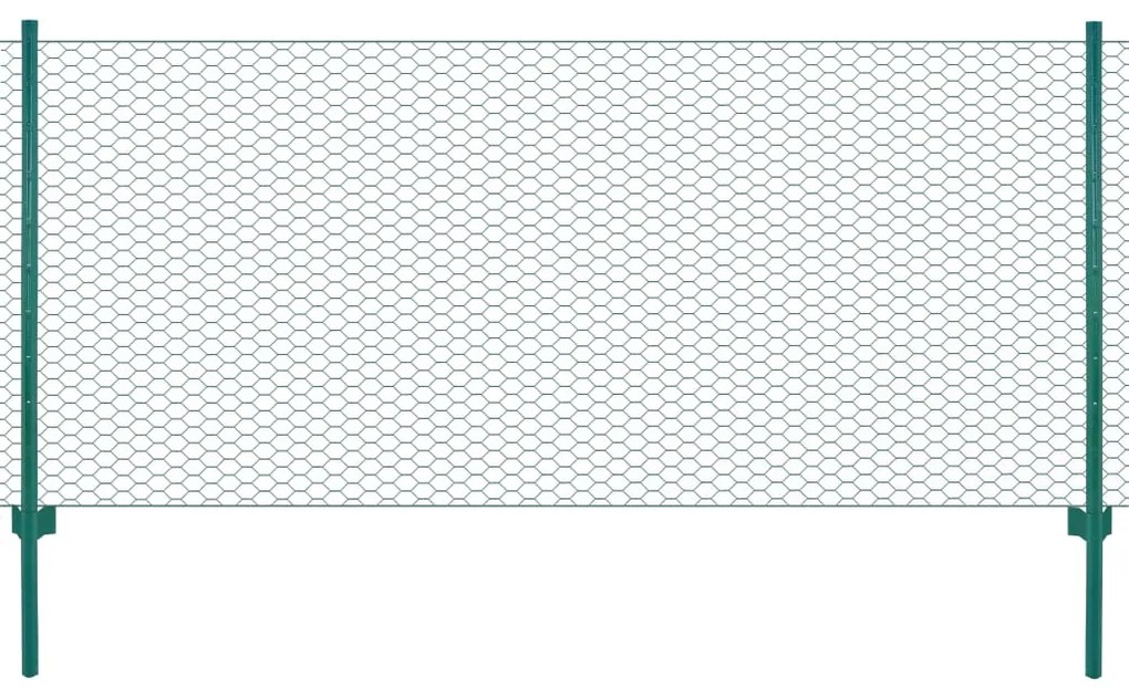 144613 vidaXL Cerca de arame com postes aço 25x0,5 m verde