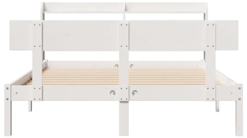 Cama sem colchão 135x190 cm madeira de pinho maciça branco