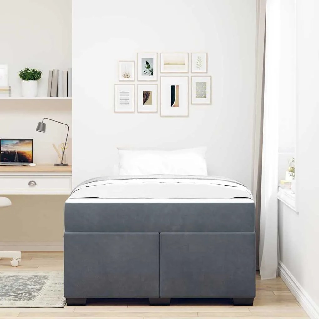Estrutura de cama com colchão Cinzento escuro 120 x 200 cm
