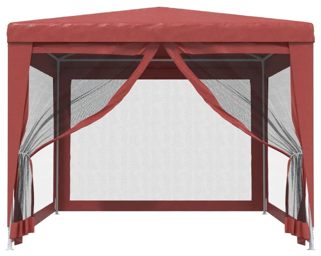 Tenda p/ festas c/ 4 paredes laterais rede 3x4 m PEAD vermelho