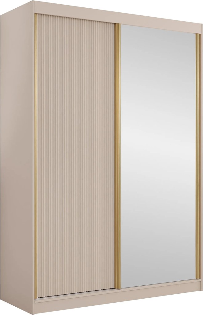 Roupeiro Comfivo Larmire 124, Bege, Dourado, 216x151x60cm, 139 kg, Portas para roupeiro: Deslizante