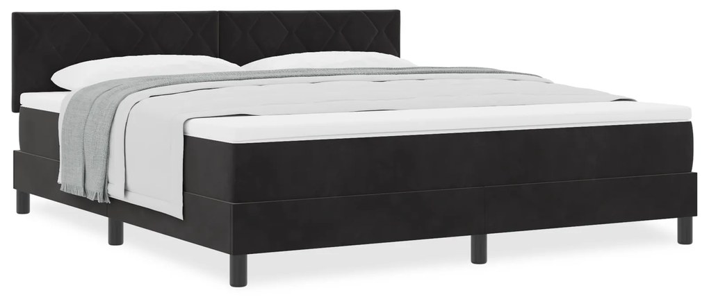 Cama Box com Colchão vidaXL Preto Super King Veludo