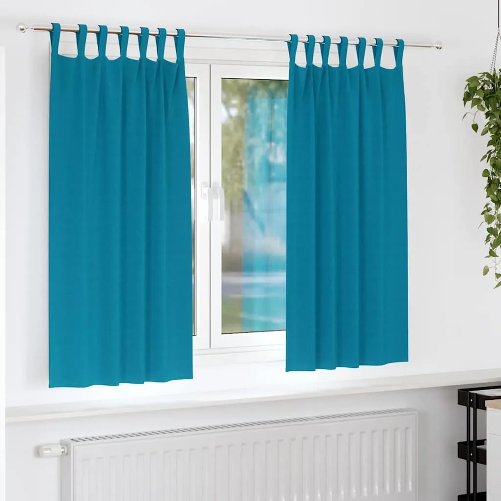 vidaXL Cortinas com cortinas 2 pcs Turquesa Poliéster