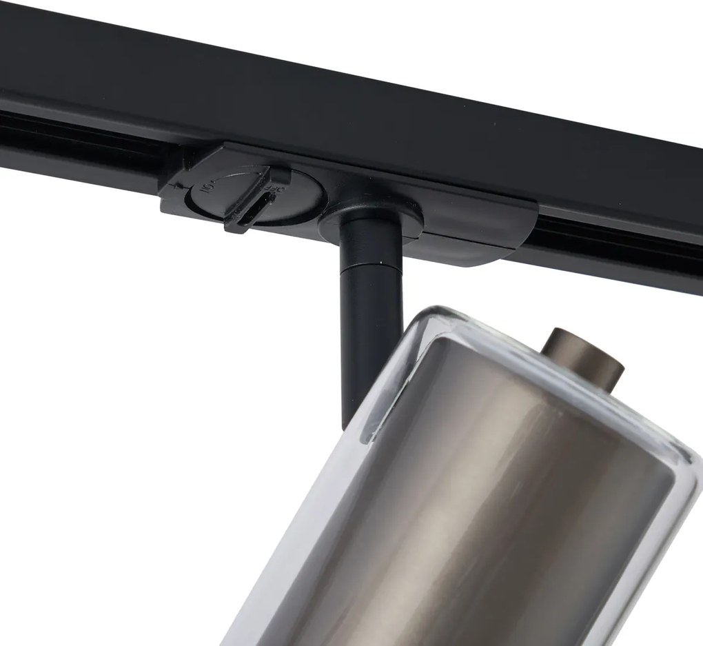 Sistema de iluminação de trilho moderno preto com 3 focos gunmetal 1-fase - Iconic Lloyd