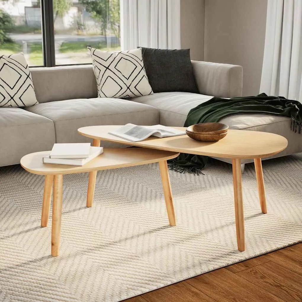 Conjunto mesas de centro 2 pcs pinho maciço castanho