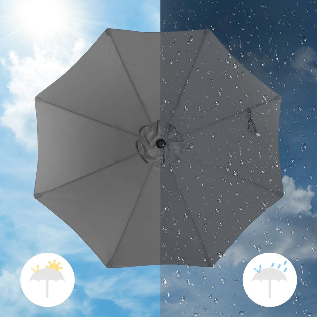 Guarda-sol Ø 270 cm com inclinação e proteção solar até UPF 50+ cinzento