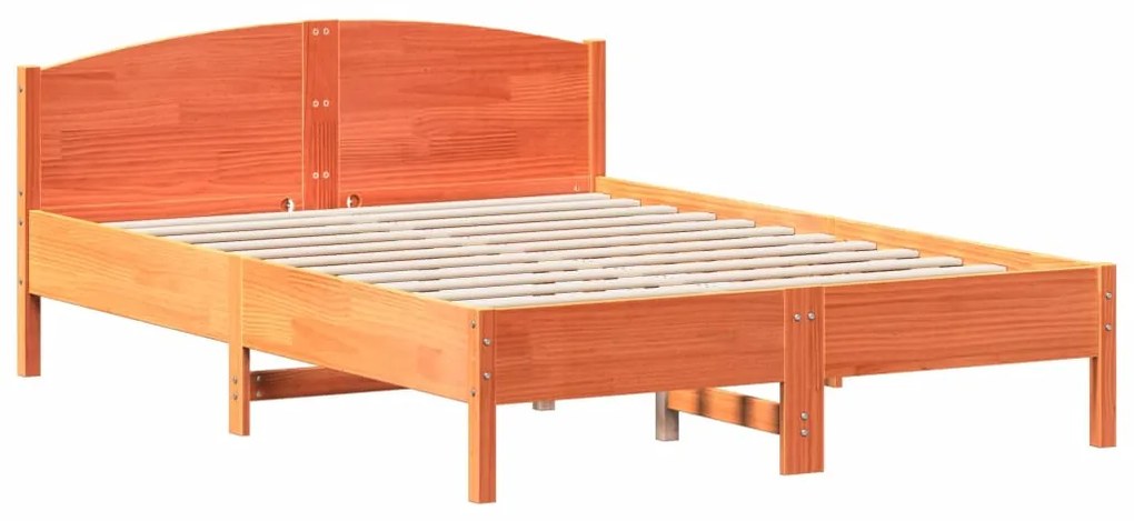 Cama sem colchão 160x200 cm madeira pinho maciço castanho-mel