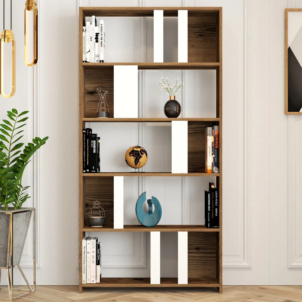 Estante Lima – Nogueira/Branco – 90x180x20 cm