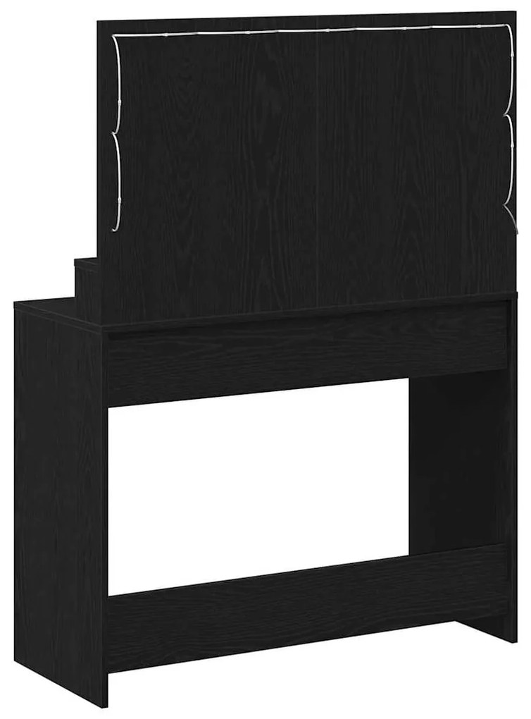 Mesa de Maquiagem vidaXL com Luzes LED Preta Carvalho 100x41x135 cm