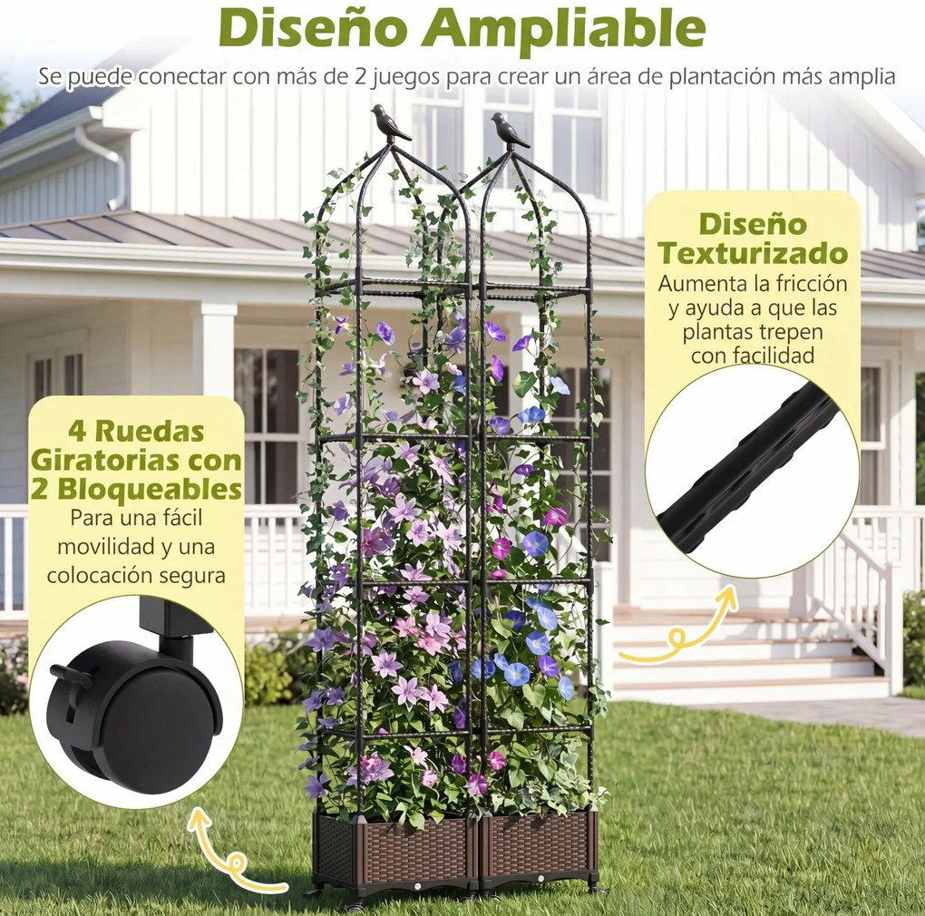 Floreira elevada para tomates com rega automática, altura ajustável de 95 a 200 cm, 4 rodas, suporte para plantas para pátio, terraço e jardim, preto