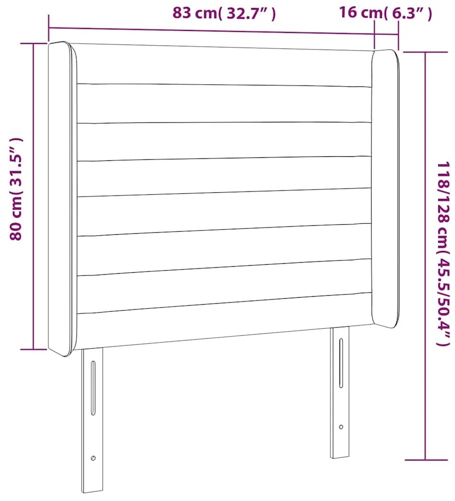 Cabeceira cama c/ luzes LED tecido 83x16x118/128 cm cinza-claro