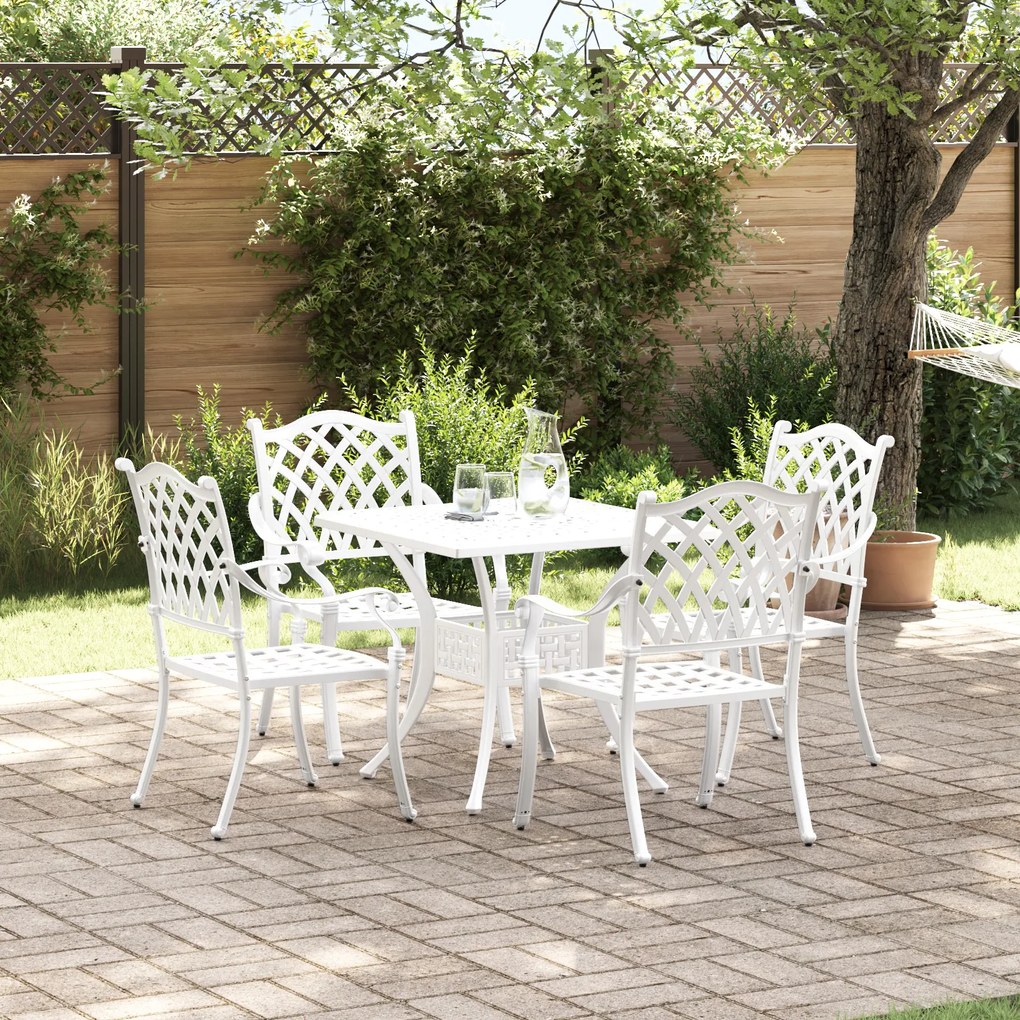 Conjunto de Jantar de Jardim de 5 Peças vidaXL Branco em Alumínio Fundido