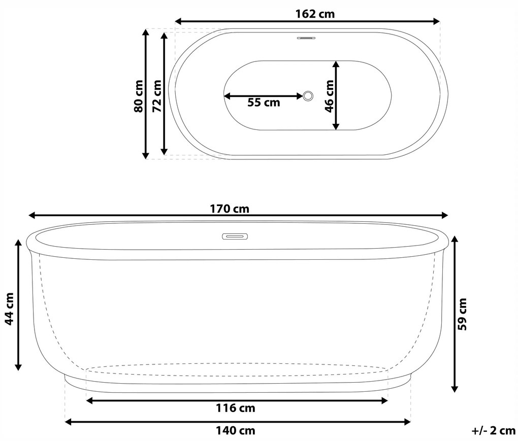 Banheira autónoma em acrílico branco 170 x 80 cm PINEL Beliani