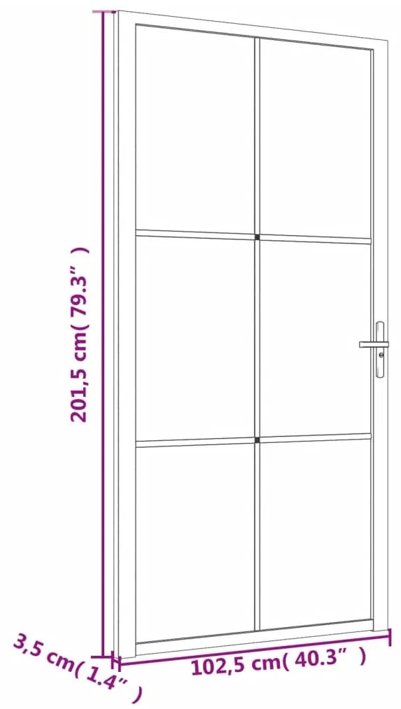Porta de interior 102,5x201,5 cm vidro ESG e alumínio preto