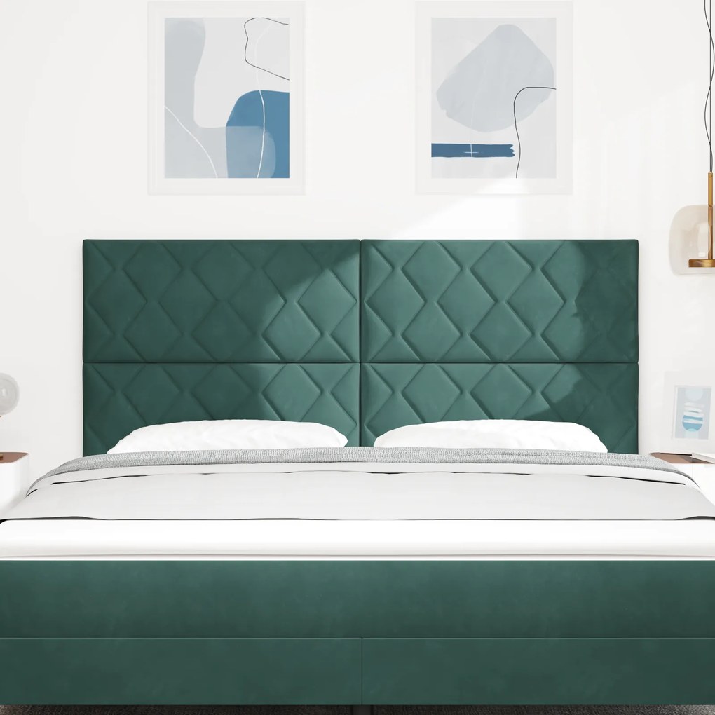 Cabeceira Design de Blocos de Diamante Verde Escura 180 cm Veludo