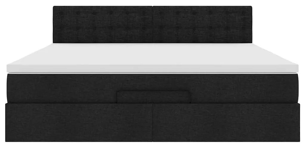 Estrutura de cama otomana com colchão 160x200 cm tecido preto