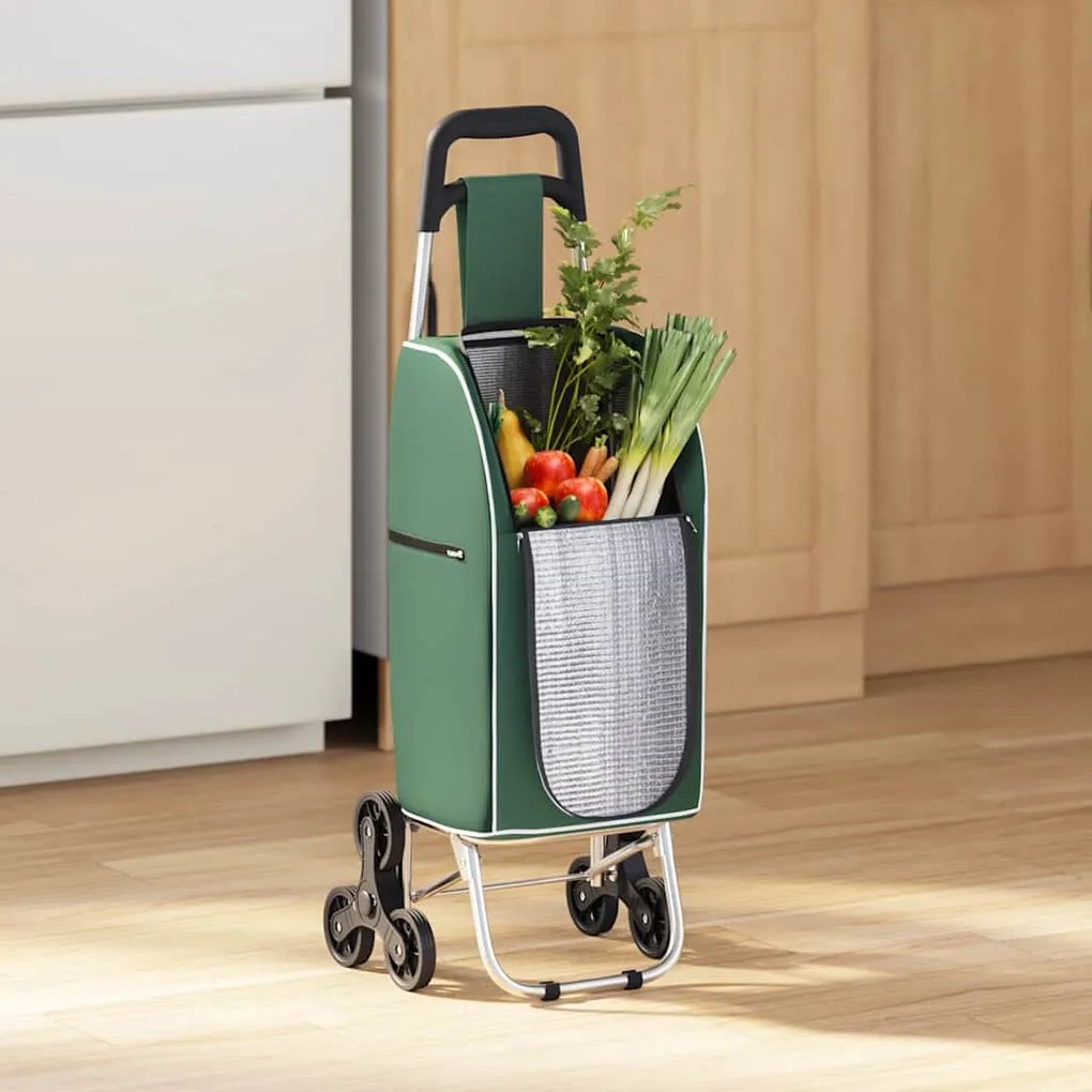 Carrinho de Compras vidaXL com Escalador Verde 38 L