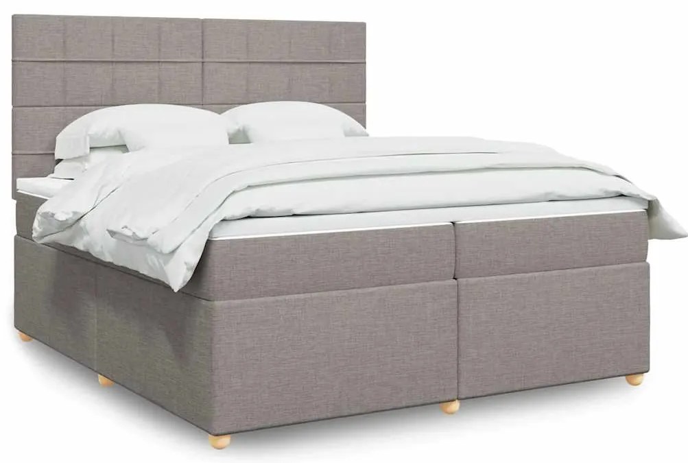 vidaXL Cama com molas/colchão 200x200 cm tecido castanho-acinzentado