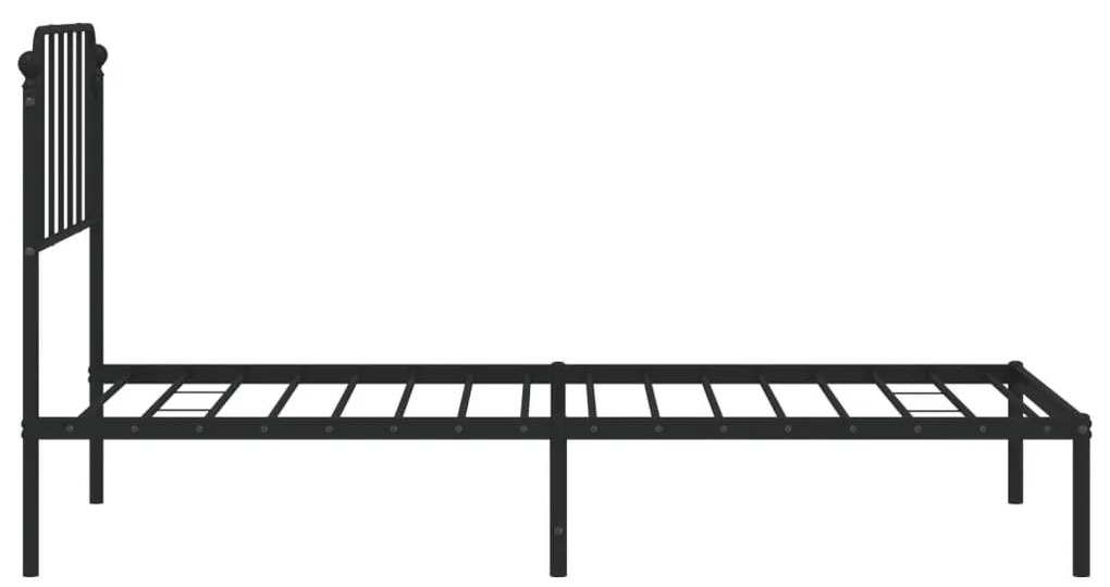 Estrutura de cama com cabeceira 90x190 cm metal preto