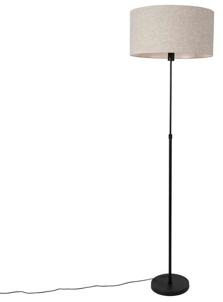 Candeeiro de pé preto ajustável com abajur cinzento claro 50 cm - Parte Design