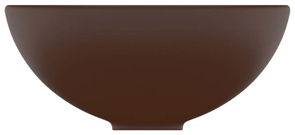 Lavatório WC luxuoso redondo 32,5x14cm cerâmica castanho mate