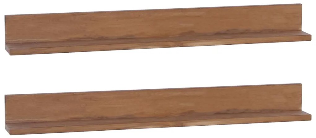 vidaXL Prateleiras de parede 2 pcs 90x10x10 cm madeira de teca maciça
