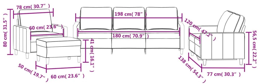 4 pcs conjunto de sofás com almofadões veludo cinzento-claro