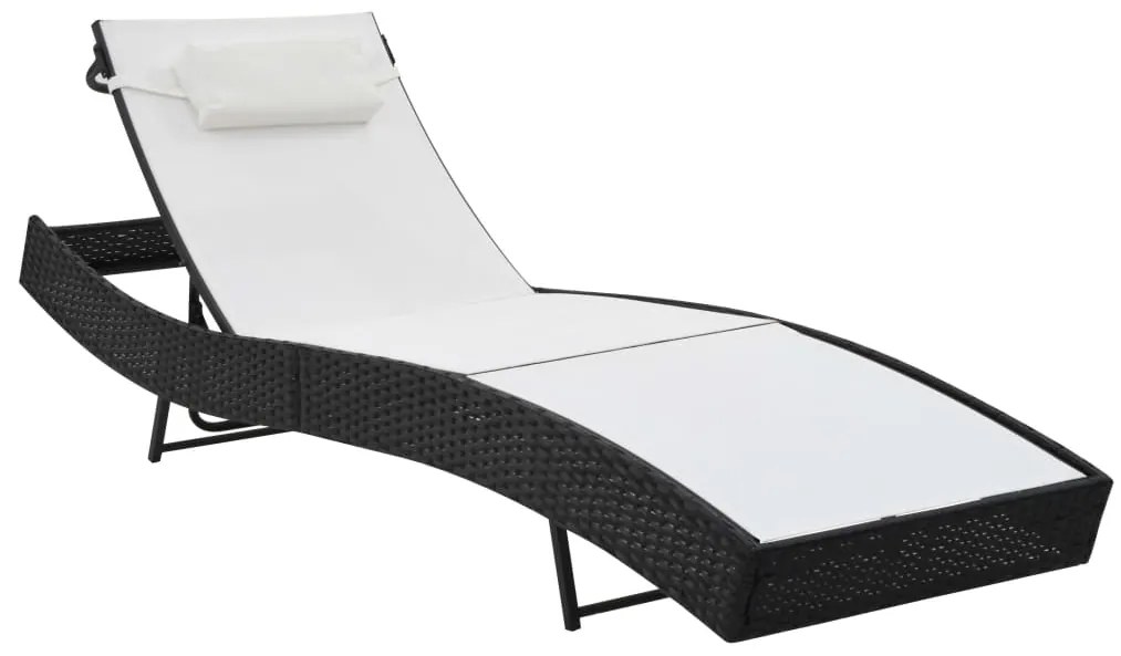 Espreguiçadeiras com mesa 2 pcs vime PE e textilene preto