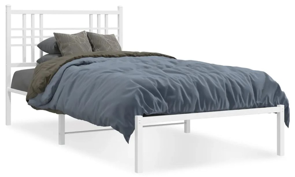 Estrutura de cama com cabeceira 100x200 cm metal branco