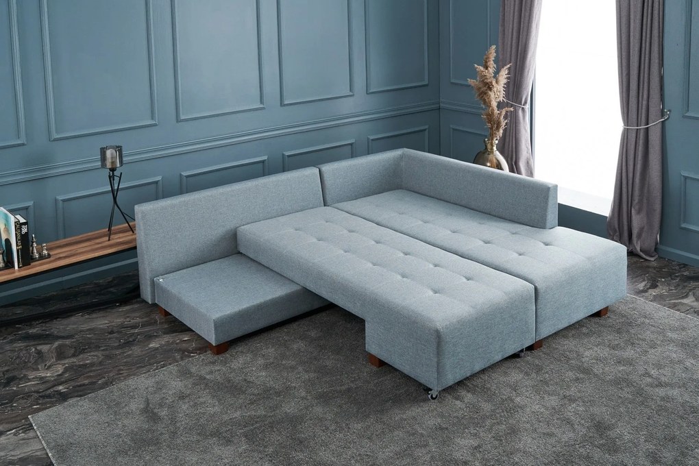 Sofá-Cama de Canto Manama – Azul Claro – 280 x 85 x 206 cm