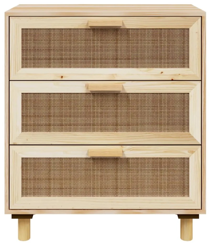 Aparador 60x30x70 cm madeira pinho maciço/vime natural castanho