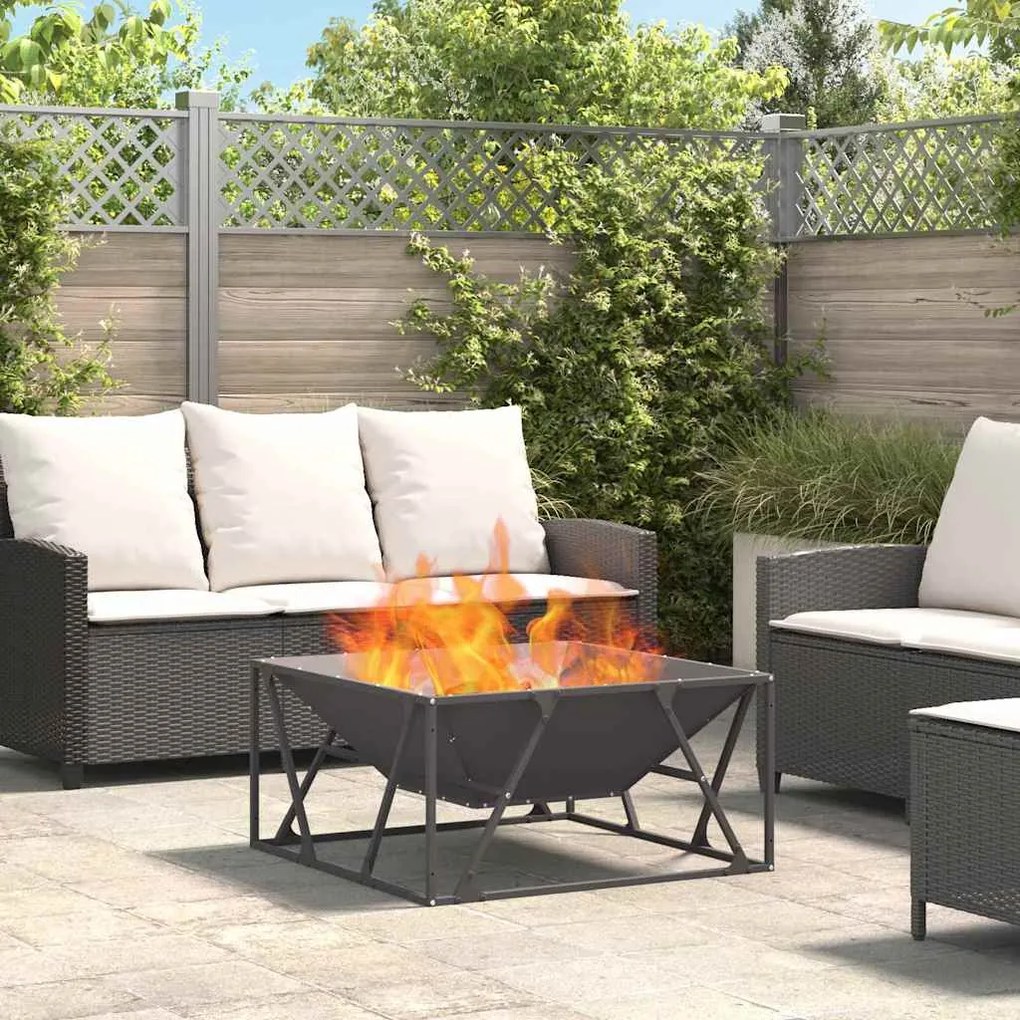 vidaXL Fire Pit Preto 80 x 80 x 40 cm Aço laminado a frio