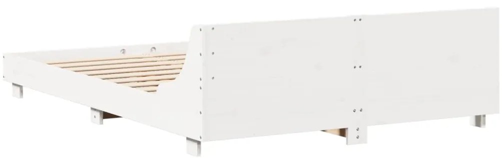 Cama sem colchão 135x190 cm madeira de pinho maciça branco
