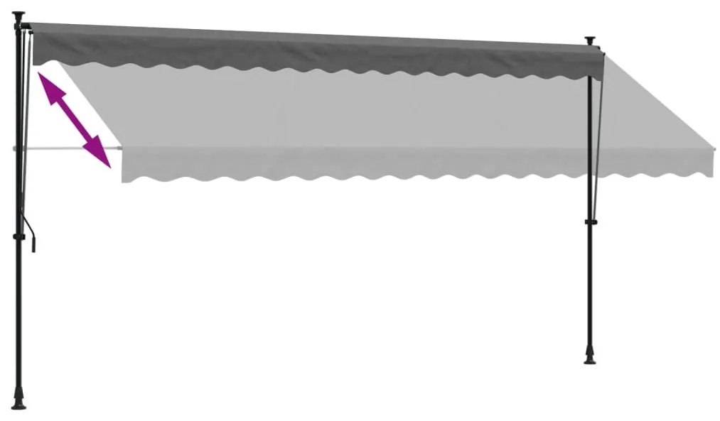 Toldo retrátil 400x150 cm tecido e aço antracite