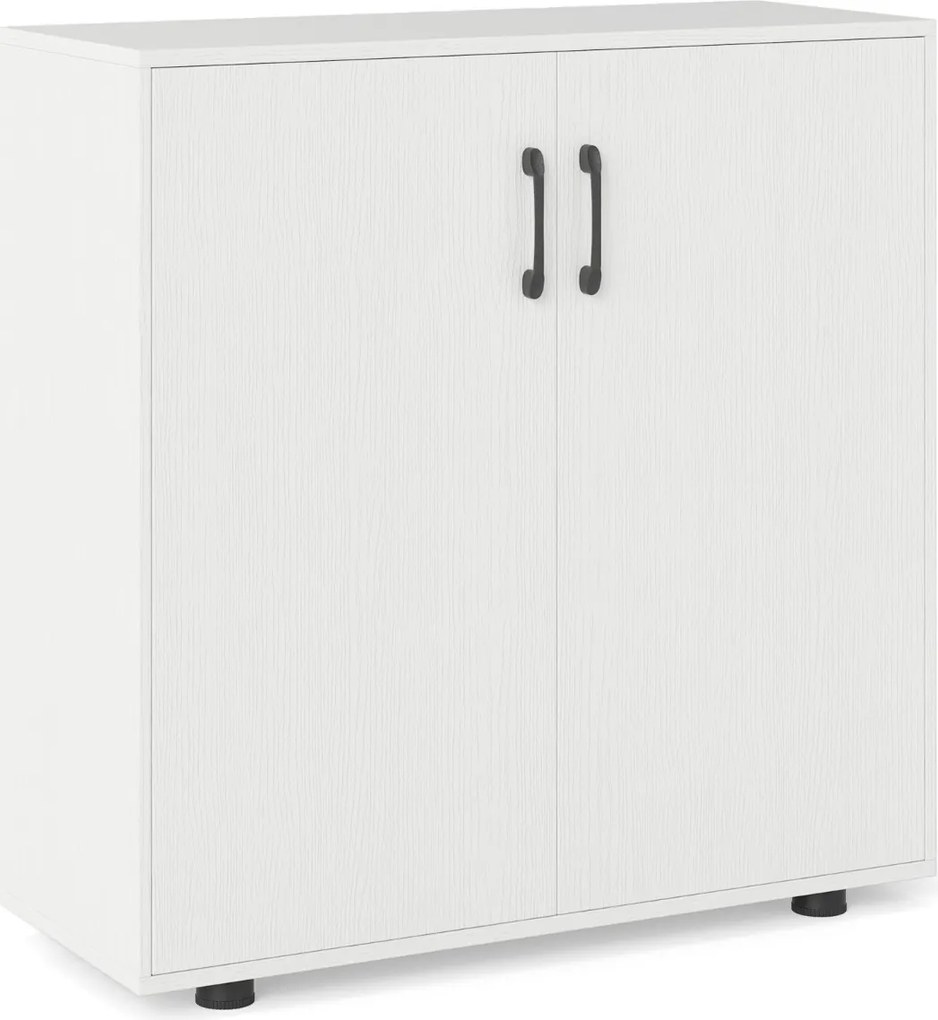 Armário de arrumação moderno de 2 portas com estante ajustável de 5 posições 80 x 31,5 x 82 cm Branco