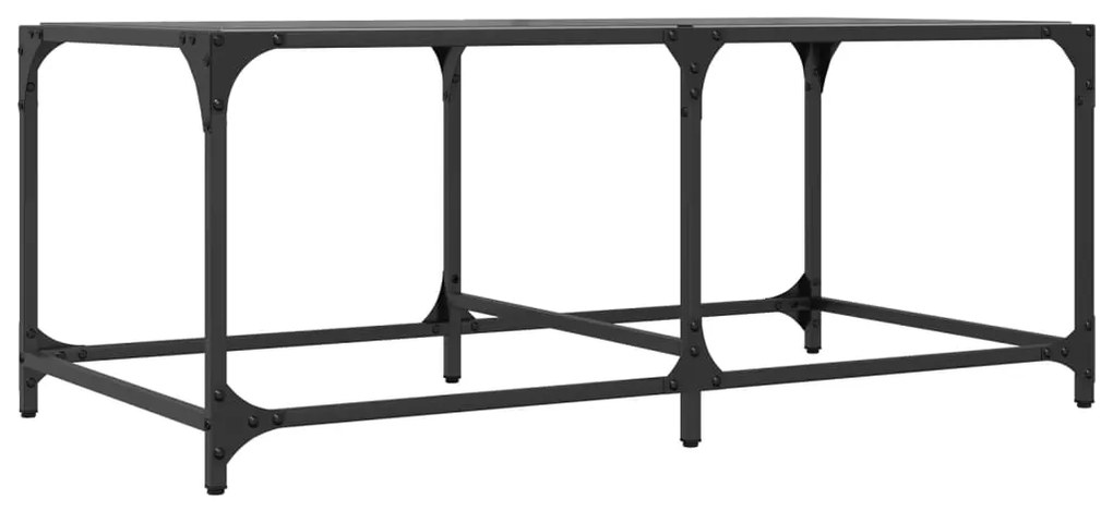 Mesa de centro com topo em vidro preto 98,5x50x40 cm aço