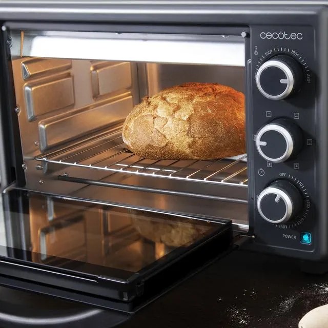 Mini-forno de convecção de 26 litros Bake&Toast 2600 Black 4Pizza com pedra especial para pizzas e 6 funções diferentes.