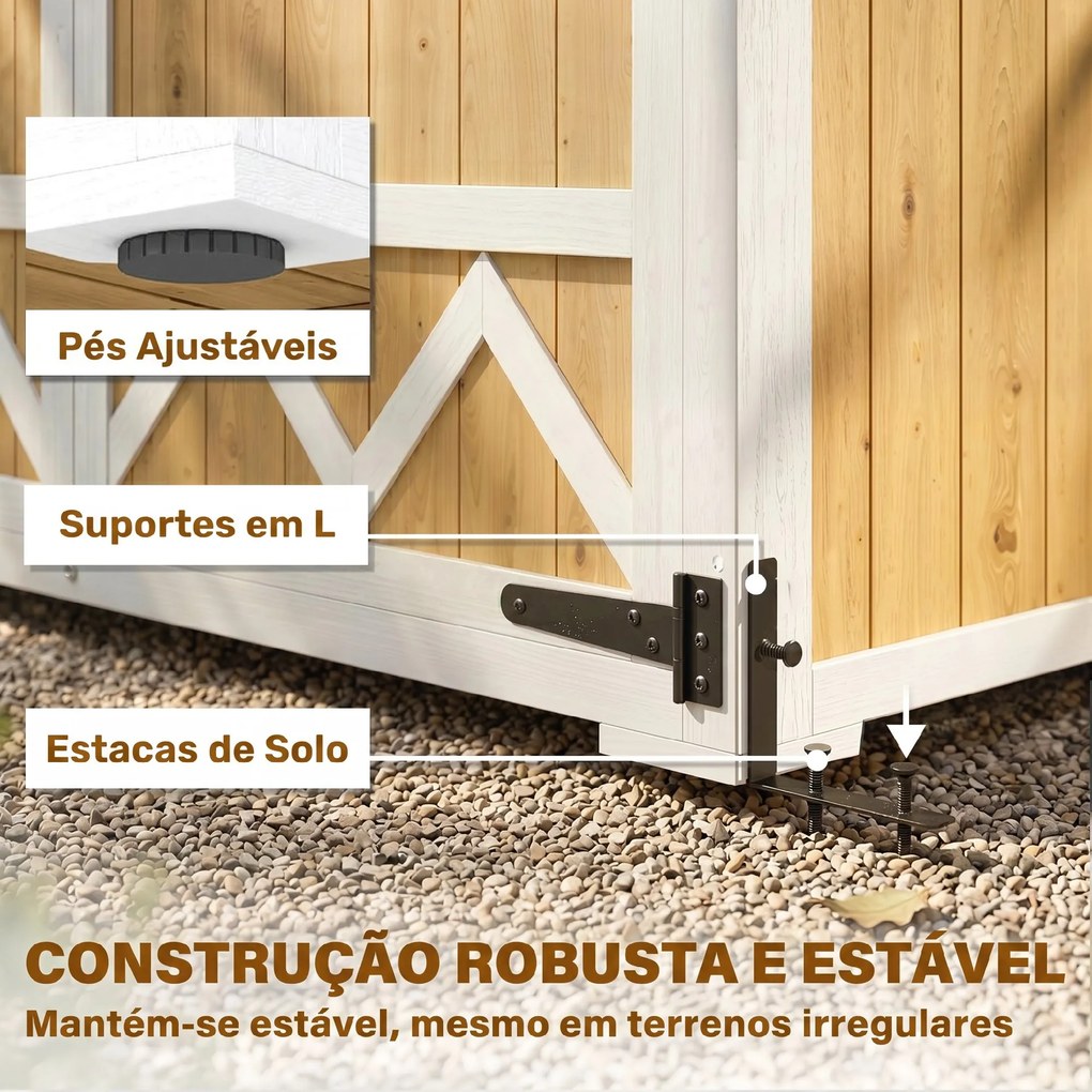 Armário de Jardim de Madeira 105x55x179 cm Abrigo de Exterior com Portas 4 Prateleiras Extraíveis Teto Metal Galvanizado Madeira