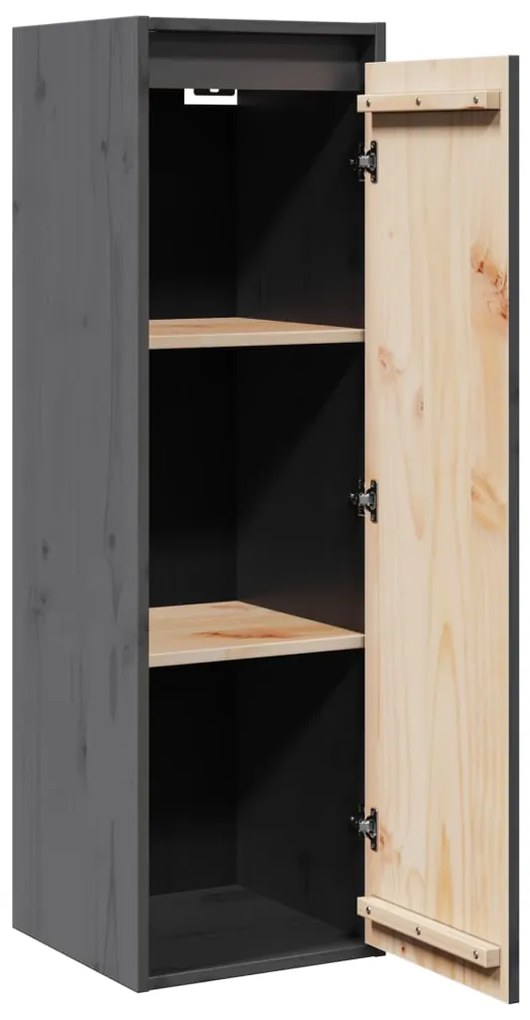 Armários de parede 2 pcs 30x30x100 cm pinho maciço cinza