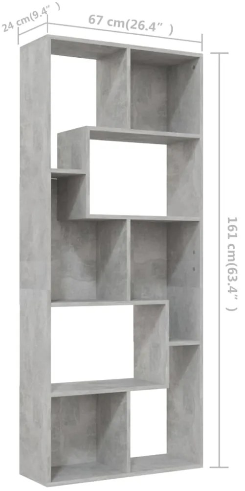 Estante 67x24x161 cm derivados de madeira cinzento cimento