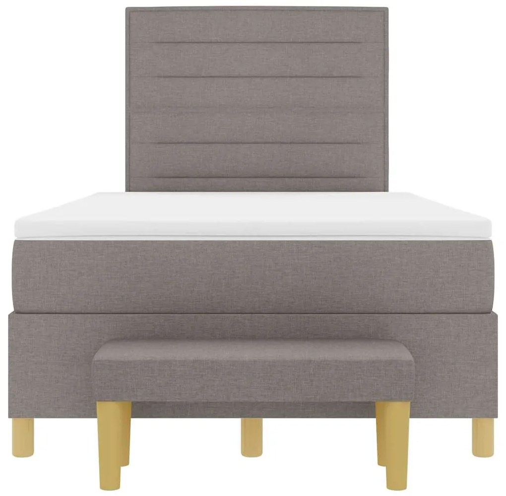 Cama Box com Colchão e Banco Taupe 120x200 cm Tecido