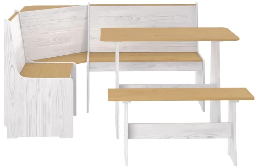 3 pcs conjunto de jantar REINE pinho maciço castanho mel/branco