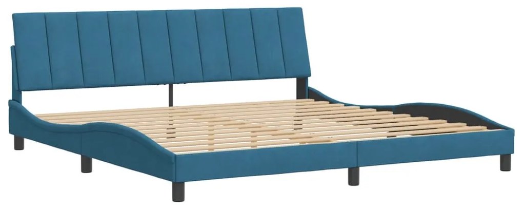 Estrutura de cama c/ cabeceira 200x200 cm veludo azul